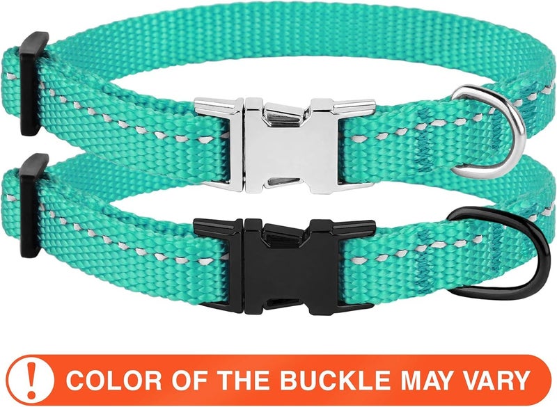 CollarDirect Reflective Dog Collar for a Small, Medium, Large Dog or Puppy with a Quick Release Buckle - Boy and Girl - Nylon Suitable for Swimming (7-11 Inch, Mint Green) - Image 2